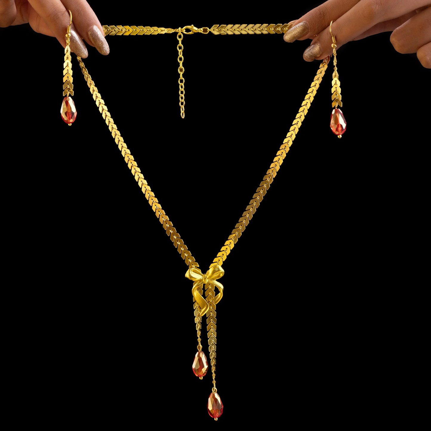 PRAO Anti-Tarnish Y Necklace Set With Earrings ⭐️⭐️⭐️⭐️⭐️ 100% Satisfied Customers