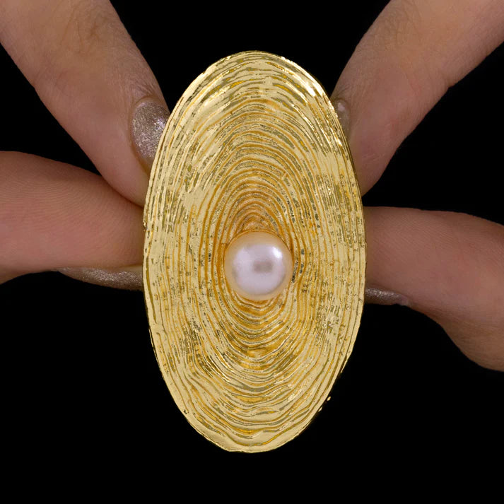Anti-Tarnish Golden Cocktail Ring With Pearl (Adjustable Size) ⭐️⭐️⭐️⭐️⭐️ 100% Satisfied Customers