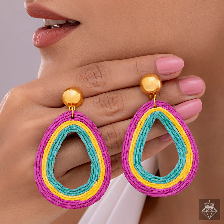 Multicoloured Premium Quality Raffia Earrings ⭐️⭐️⭐️⭐️⭐️ 100% Satisfied Customers