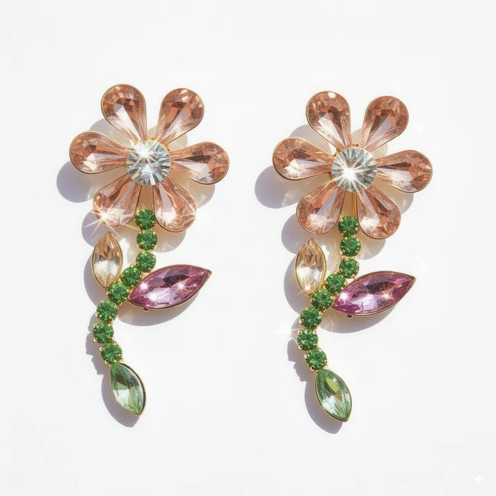 Anti-Tarnish Multicoloured Crystal Flower Earrings ⭐️⭐️⭐️⭐️⭐️ 100% Satisfied Customers
