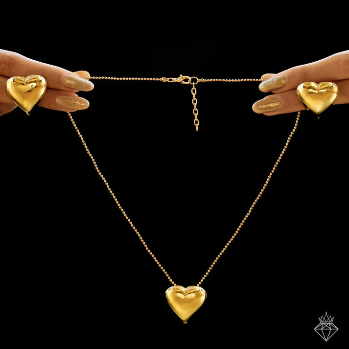 PRAO Anti-Tarnish Heart Necklace Set With Earrings ⭐️⭐️⭐️⭐️⭐️ 100% Satisfied Customers