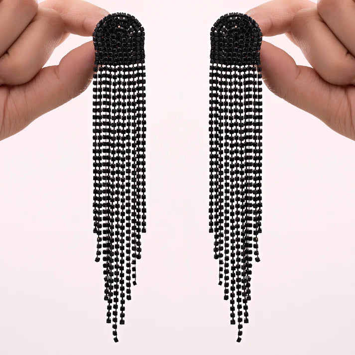 Anti-Tarnish D-Shaped Statement Earrings with Rhinestone Tassels ⭐️⭐️⭐️⭐️⭐️ 100% Satisfied Customers