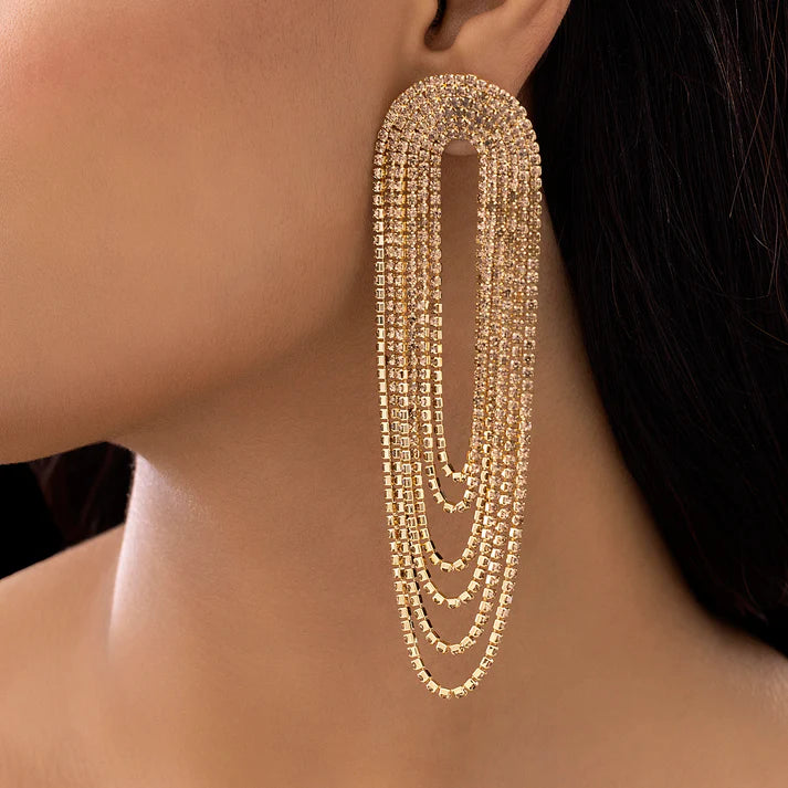 Anti-Tarnish Golden U-Shaped Rhinestone Dangle Earrings ⭐️⭐️⭐️⭐️⭐️ 100% Satisfied Customers