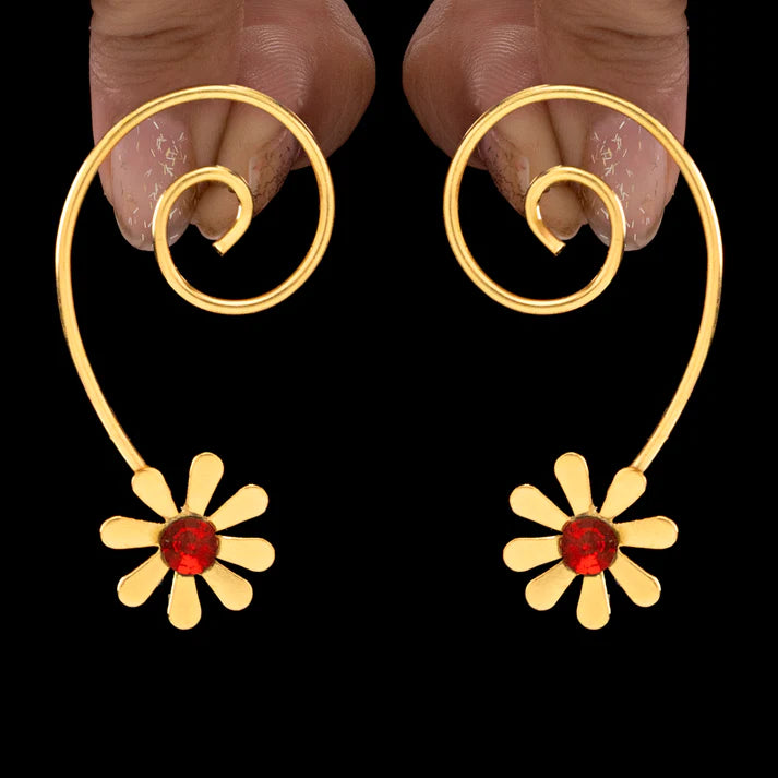 Anti-Tarnish Spiral-Wired Dangle Earrings with Floral Accent ⭐️⭐️⭐️⭐️⭐️ 100% Satisfied Customers