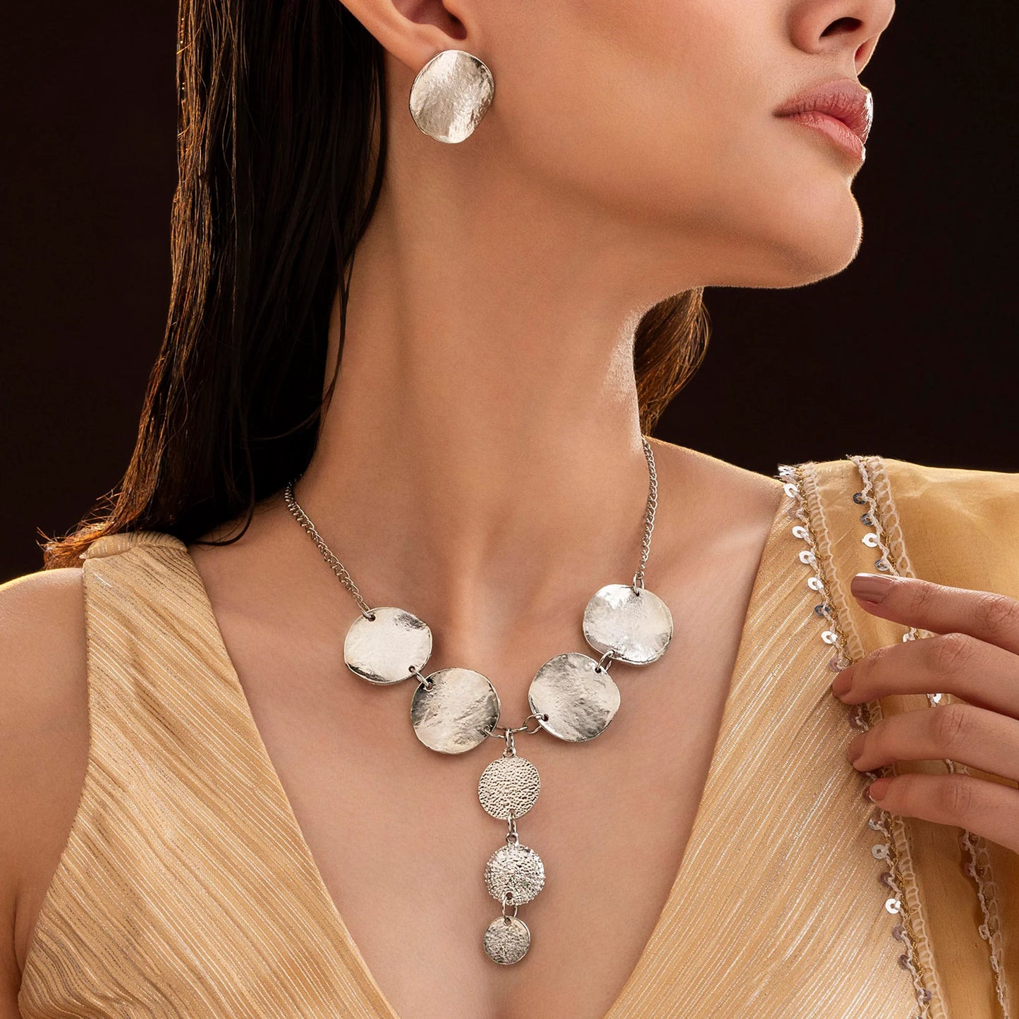 Anti-Tarnish Silver Coin Y Necklace Set With Earrings ⭐️⭐️⭐️⭐️⭐️ 100% Satisfied Customers