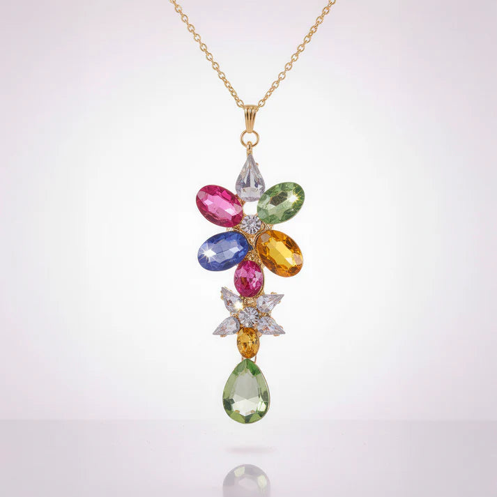 Anti-Tarnish Multicoloured Sparkling Crystals Flower Necklace ⭐️⭐️⭐️⭐️⭐️ 100% Satisfied Customers