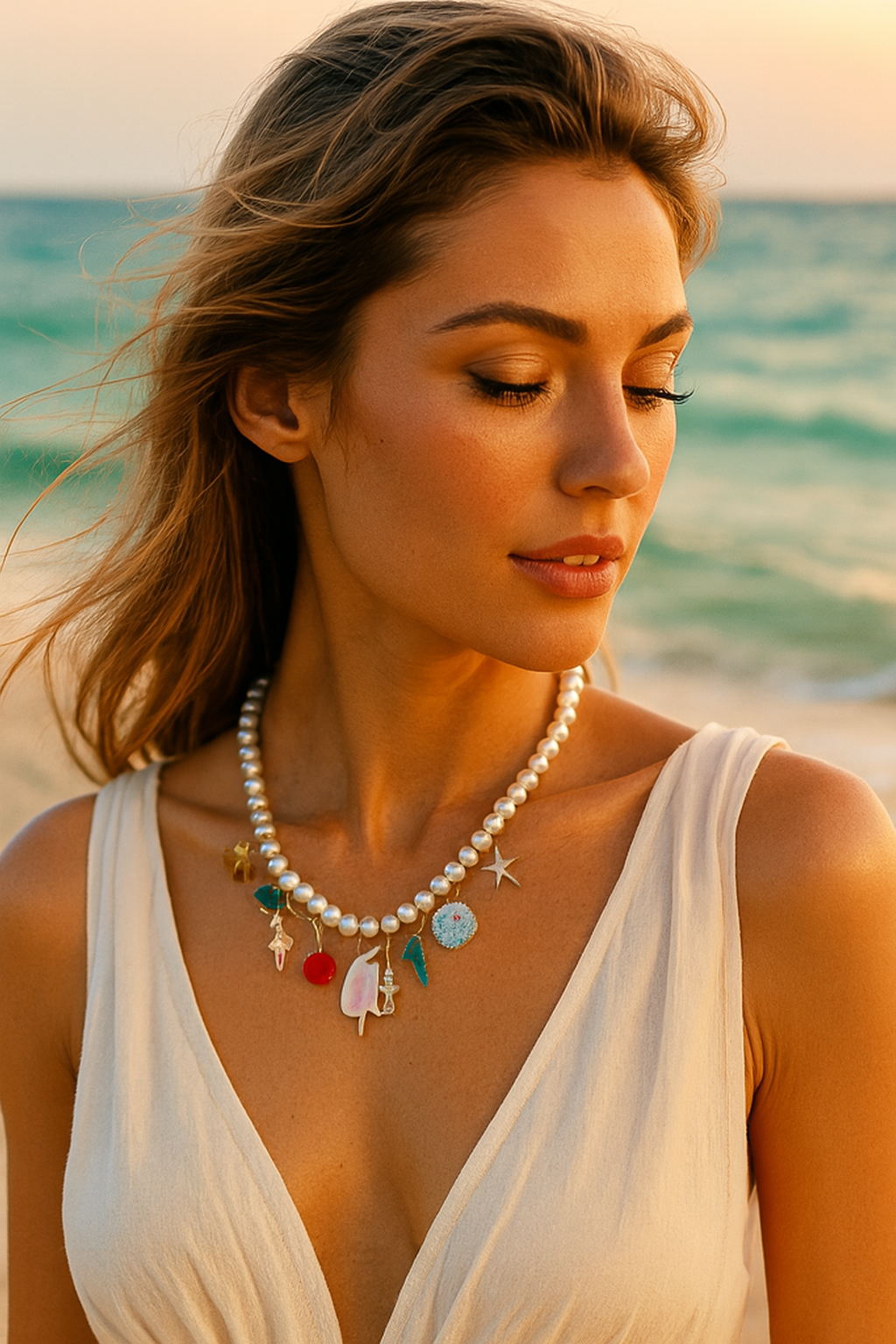 Ocean Charm Neclace- Seashell & Starfish Design ⭐️⭐️⭐️⭐️⭐️ 100% Satisfied Customers