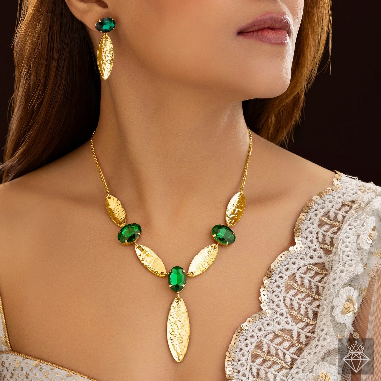 Anti-Tarnish Marquise Emerald Necklace Set With Earrings ⭐️⭐️⭐️⭐️⭐️ 100% Satisfied Customers