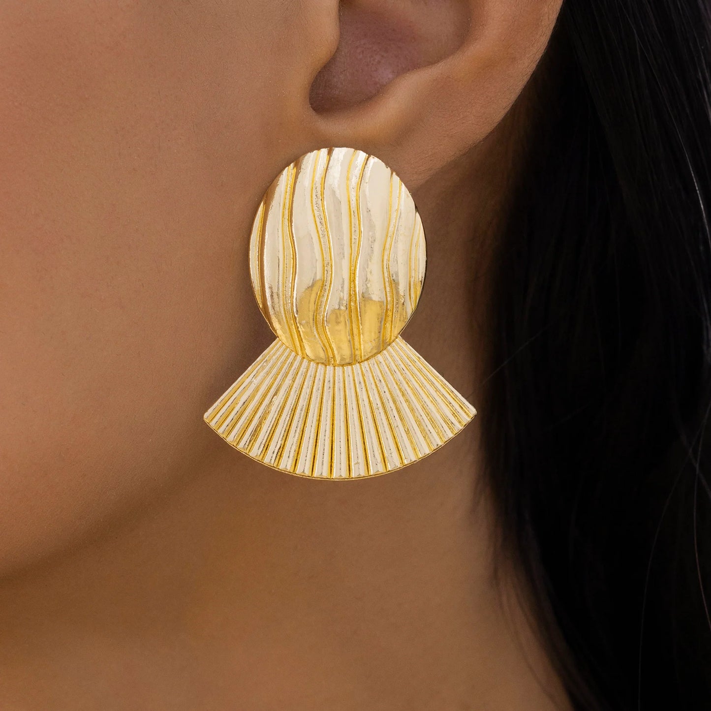 Anti-Tarnish Oval & Fan Shape Statement Earrings ⭐️⭐️⭐️⭐️⭐️ 100% Satisfied Customers