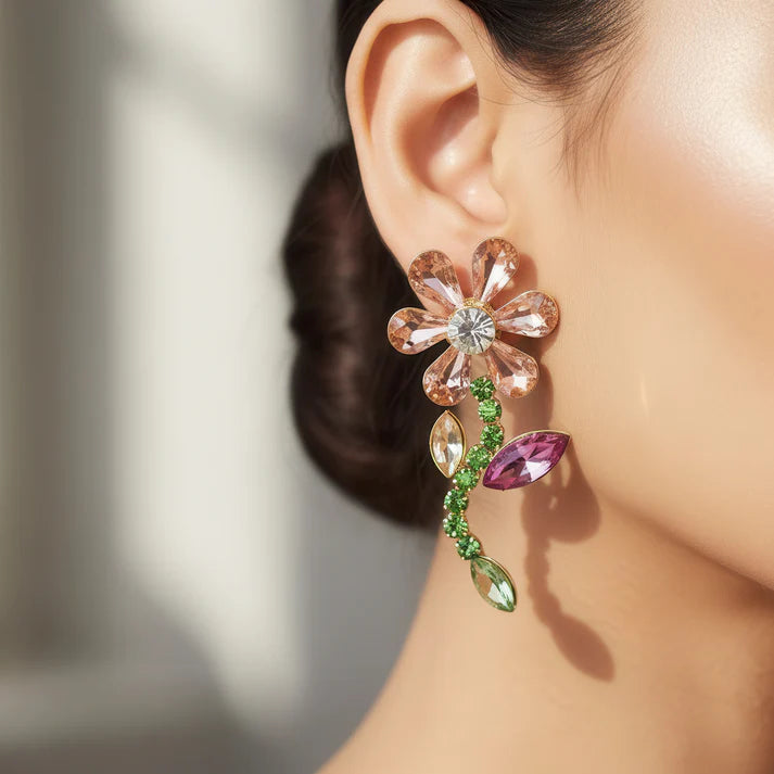 Anti-Tarnish Multicoloured Crystal Flower Earrings ⭐️⭐️⭐️⭐️⭐️ 100% Satisfied Customers