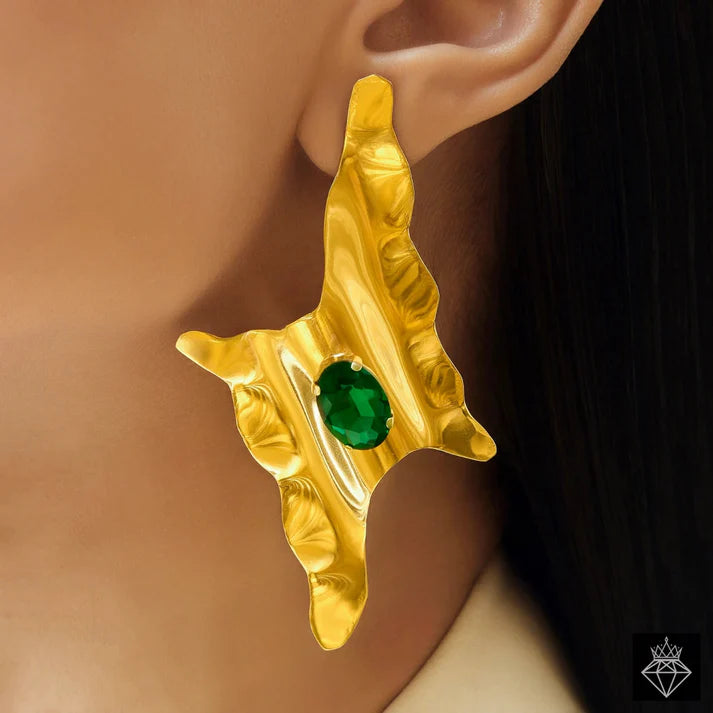 Anti-Tarnish Emerald Thunderbolt Earrings ⭐️⭐️⭐️⭐️⭐️ 100% Satisfied Customers