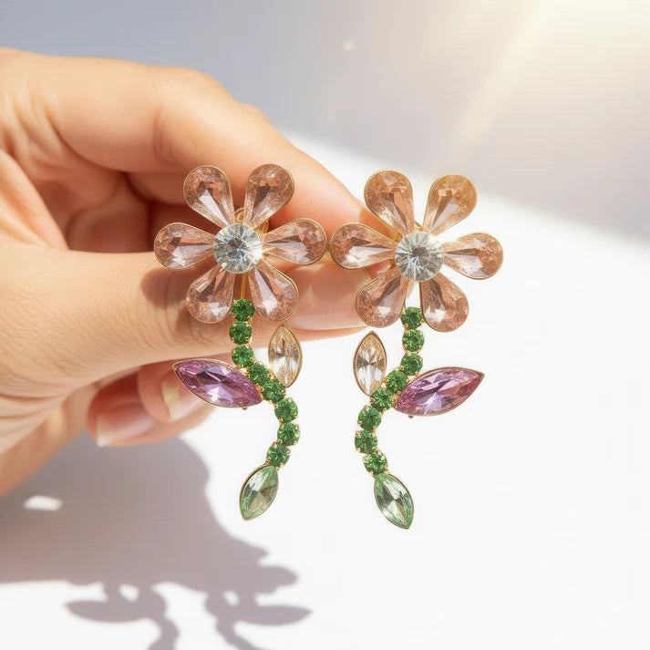Anti-Tarnish Multicoloured Crystal Flower Earrings ⭐️⭐️⭐️⭐️⭐️ 100% Satisfied Customers