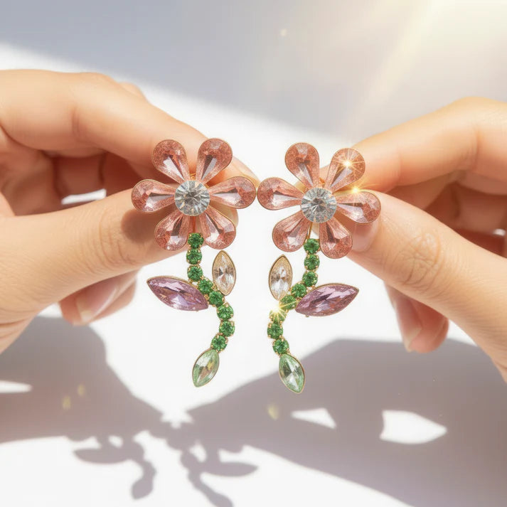 Anti-Tarnish Multicoloured Crystal Flower Earrings ⭐️⭐️⭐️⭐️⭐️ 100% Satisfied Customers