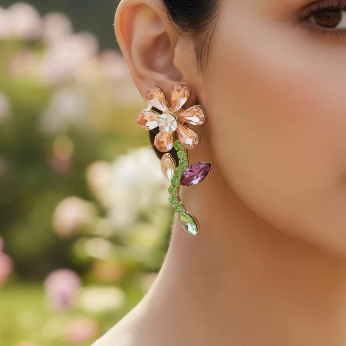 Anti-Tarnish Multicoloured Crystal Flower Earrings ⭐️⭐️⭐️⭐️⭐️ 100% Satisfied Customers