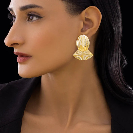 Anti-Tarnish Oval & Fan Shape Statement Earrings ⭐️⭐️⭐️⭐️⭐️ 100% Satisfied Customers