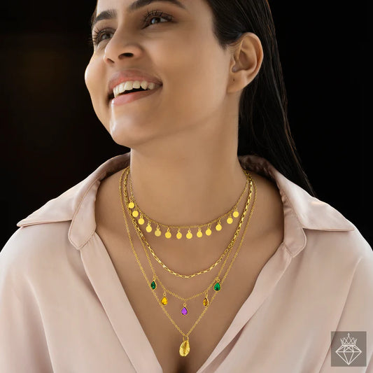 Anti-Tarnish Multilayered Crystal Charms Gold Plated Necklace ⭐️⭐️⭐️⭐️⭐️ 100% Satisfied Customers
