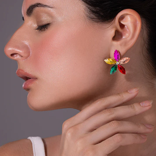 Anti-Tarnish Multicolor Crystal Flower Earrings ⭐️⭐️⭐️⭐️⭐️ 100% Satisfied Customers