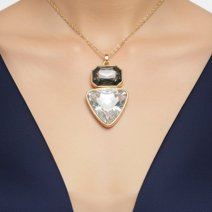 Anti-Tarnish Rectangle & Triangle Pendant Necklace with Earrings ⭐️⭐️⭐️⭐️⭐️ 100% Satisfied Customers