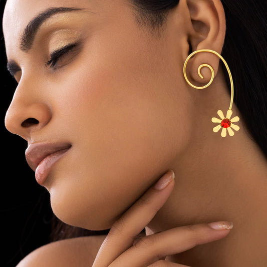 Anti-Tarnish Spiral-Wired Dangle Earrings with Floral Accent ⭐️⭐️⭐️⭐️⭐️ 100% Satisfied Customers