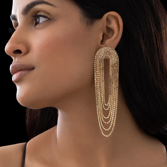 Anti-Tarnish Golden U-Shaped Rhinestone Dangle Earrings ⭐️⭐️⭐️⭐️⭐️ 100% Satisfied Customers