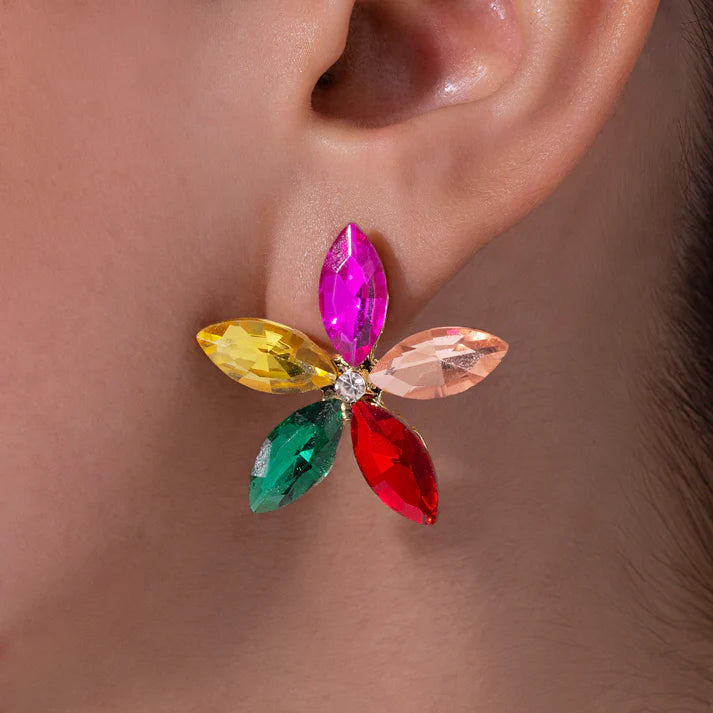 Anti-Tarnish Multicolor Crystal Flower Earrings ⭐️⭐️⭐️⭐️⭐️ 100% Satisfied Customers