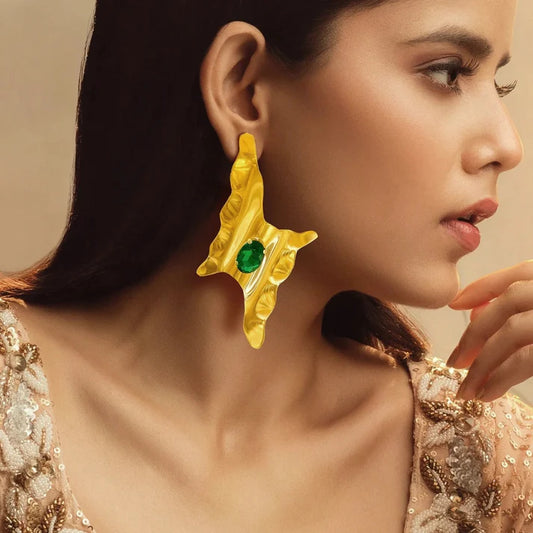 Anti-Tarnish Emerald Thunderbolt Earrings ⭐️⭐️⭐️⭐️⭐️ 100% Satisfied Customers
